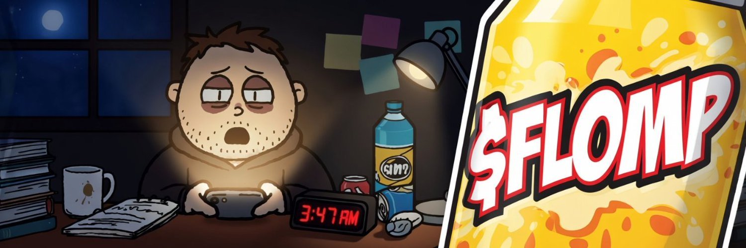 $FLOMP — sad guy at his desk at 3:47 AM